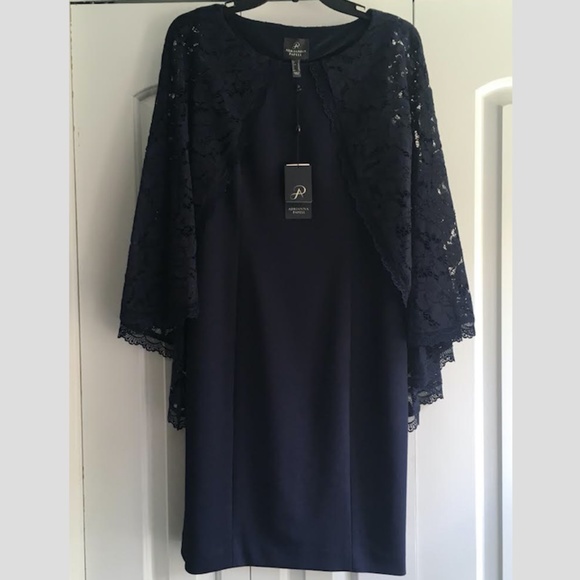 🆕 Adrianna Papell Cape Dress - Picture 2 of 11